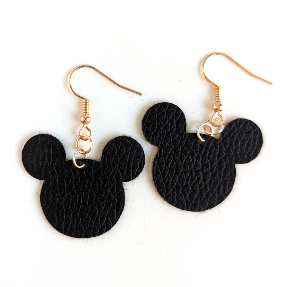 Disney's Mickey Mouse inspired earrings | Black | faux leather